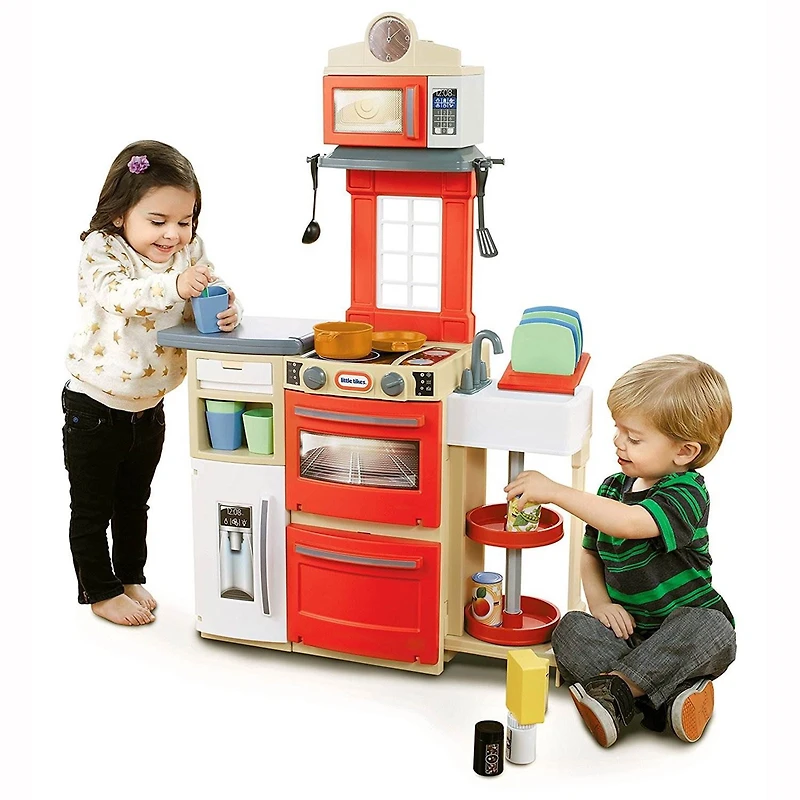Little Tikes Cuisine 'n Magasin Faire Jouer Ensemble de Jouets de Cuisine pour les Enfants, Rouge