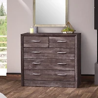 CorLiving Newport Mid Century Modern Engineered Wood 5 Drawer Adult Dresser, Brown