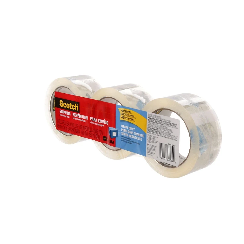 Scotch® Heavy Duty Shipping Packaging Tape 3850-3-ESF-RP4, 1.88 in x 54.60 yd (48 mm x 50 m), 3 Rolls/Pack, Packaging Tape