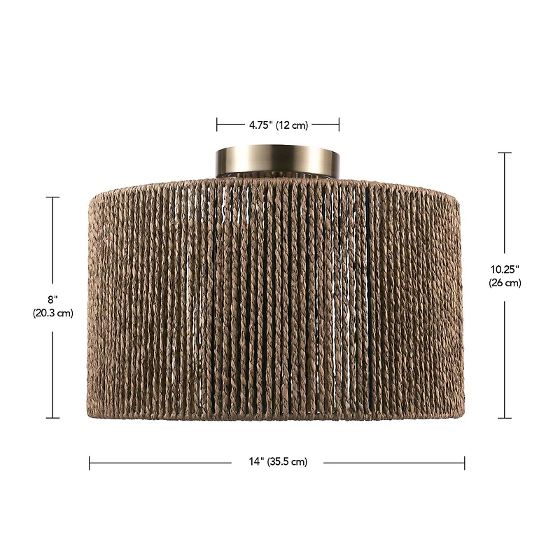 Lulu 1-Light Flush Mount Ceiling Light, Matte Brass, Paper Twine Shade