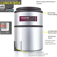 Tedemei 1.5L 2 Layer Vacuum Insulated Lunch Box in Premium 304 Stainless Steel