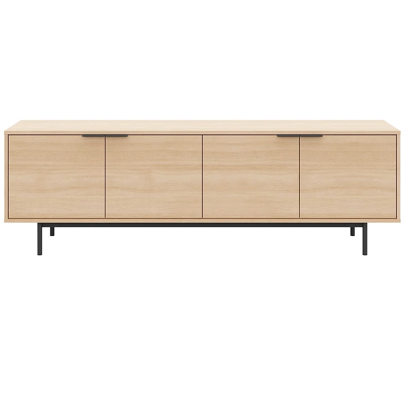 Nexera Hamilton 70 inch TV Stand with 4 Storage Cabinets, Natural Blonde Oak