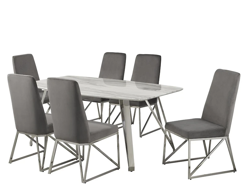 Ensemble Salle à Manger Gabriel, 7 pièces, Gris