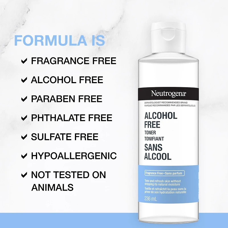 Neutrogena Alcohol-Free Toner, Skincare, Hypoallergenic, Paraben Free, Phthalate Free, Fragrance Free, 236 mL, 236 mL