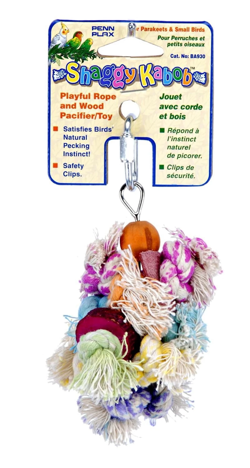 Penn-Plax Shaggy Kabob Bird Toy, Keeps Birds Stimulated and Active - For Small Breeds