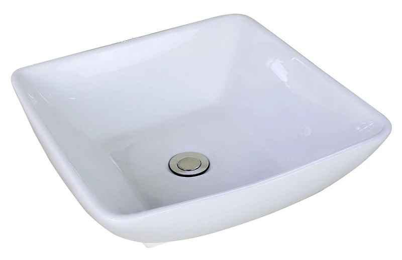 in. W Above Counter White Bathroom Vessel Sink Set For Deck Mount Drilling AI