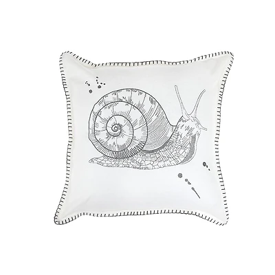 Blanket Stitch Embroidered Cushion Snail 18 X 18 - Set of 2