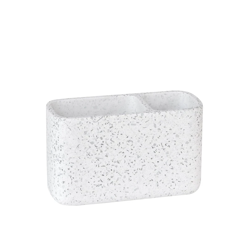 Hometrends Organisateur en terrazzo blanc : organisateur semblable à de la pierre pour organiser les petits articles de toilette et accessoires de salle de bain Unité de rangement à aspect de pierre