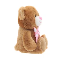Ours en peluche beige de 10 pouces avec nœud imprimé cœur pour la Saint-Valentin par Way to Celebrate