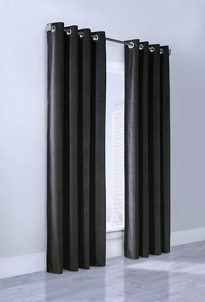 Loft Living Moosic, filtrant la lumière panneau de rideau à œillets en velours soyeux 52" x 84", noir