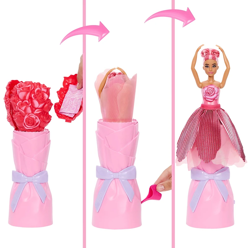 Barbie Poupée PÉTALS POP Rose et Accessoires