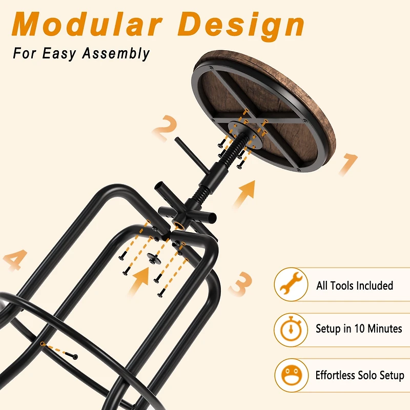 Homy Casa 2 Packs Adjustable Swivel Barstools, Footrest, Moisture-Resistant MDF, Walnut Finish