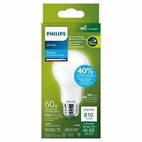 Philips Ultra Efficient LED Ampoule 60W A19 1PK Day light Frosted Non-Dimmable Base Medium Philips DEL 60W A19