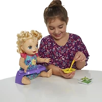 Baby Alive English Speaking Happy Hungry Baby Blond Curly Hair Doll