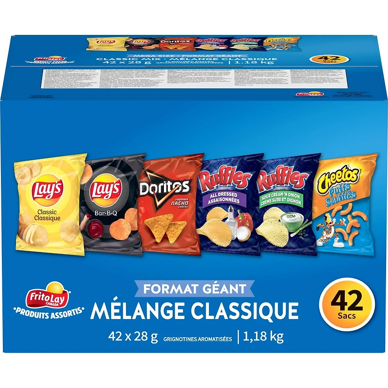 Frito-Lay Variety Packs Classic Mix Flavoured Snacks, 1176g