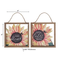 IH Casa Decor Framed Sunflower Print Glass Wall Hanger Asstd - Set of 2