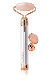 Rouleau et masseur facial vibrant de quartz rose de Finishing Touch Flawless Contour 1 appareil, 2 accessoires interchangeables