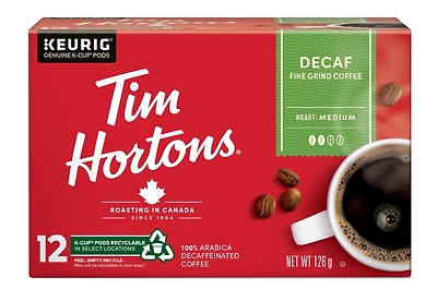 Tim Hortons Café décaféiné torréfaction moyen Keurig Capsule K-Cup 12ct