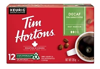 Tim Hortons Medium Roast Decaffeinated Coffee, Keurig K-Cup 12ct Pod