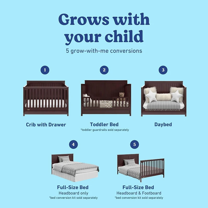 Graco Hadley 5-in-1 Convertible Crib with Drawer