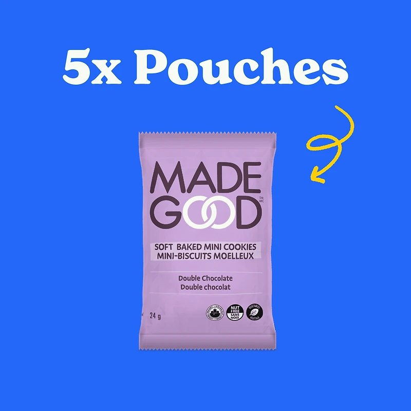 MadeGood Double Chocolat Mini-Biscuits Moelleux Boîte de 5 Sachets