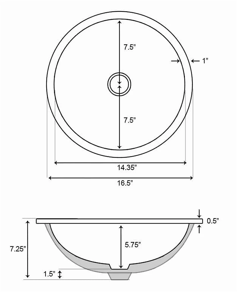 American Imaginations 15.75-in. W 15.75-in. D CSA Certified Round Bathroom Undermount Sink In White Color