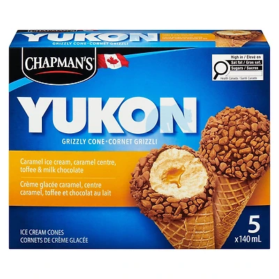 Chapman's Yukon Grizzly Caramel and Toffee Ice Cream Cone in a Box 5x140 ml