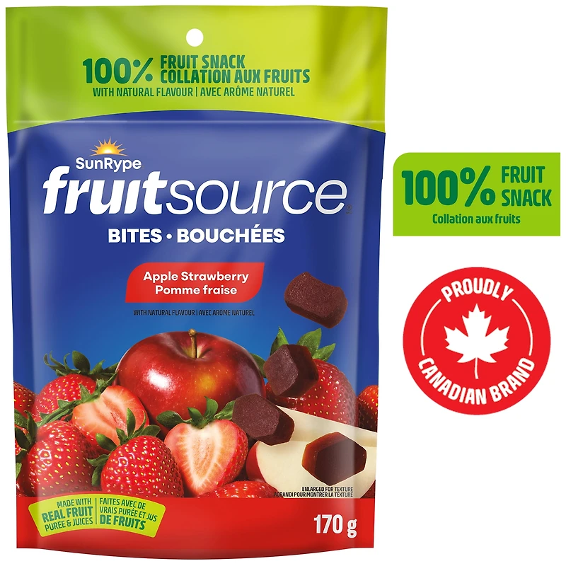 SunRype Fruitsource Apple Strawberry 100% Fruit Bites, 170 g