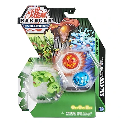 Bakugan Evolutions Starter Pack , Coffret de 3, Gillator Ultra avec Howlkor et Trox, Figurines articulées à collectionner, à partir de 6 ans