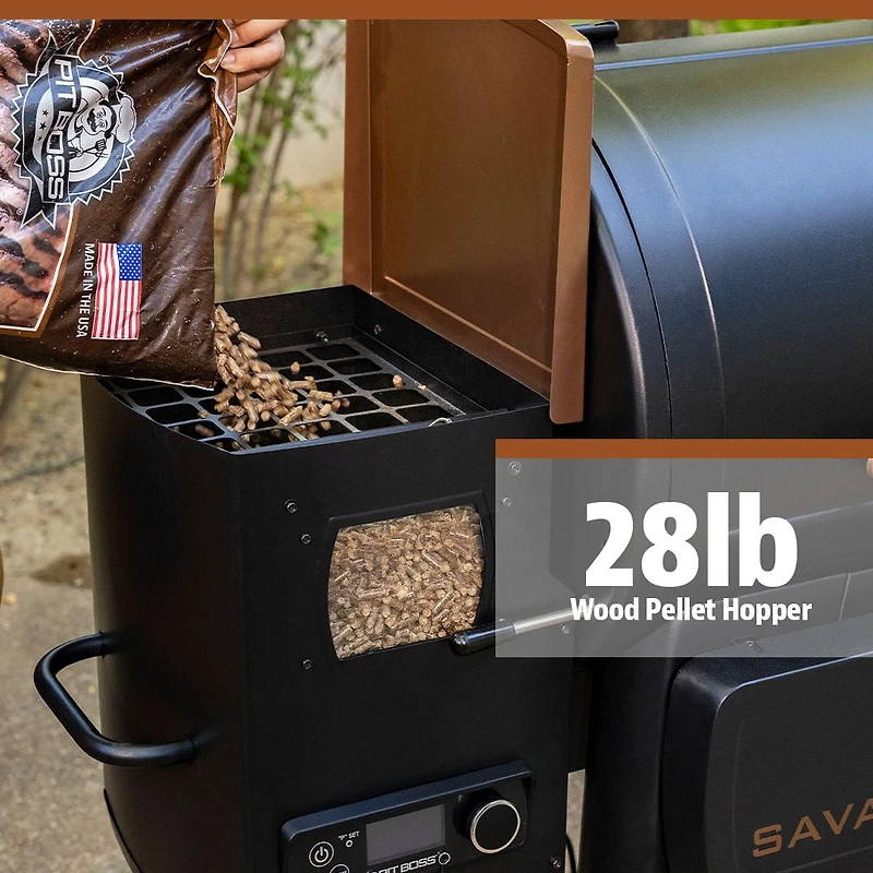 Pit Boss Savannah 1500 m² dans un gril et fumoir à granulés de bois – Édition Onyx