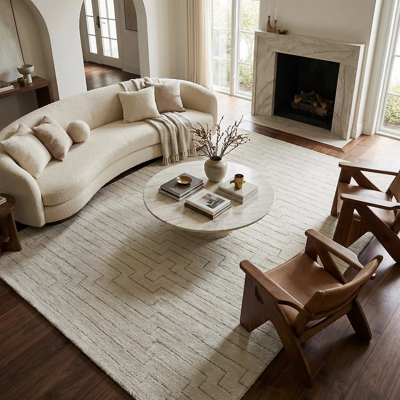 Rug Branch Casa Abstract Indoor Area Rug, Beige Cream, Modern - Living Room, Bedroom, Dining Room, and Kitchen