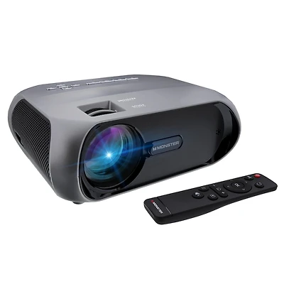Monster Image Stream Wireless Super Bright 1080P FHD TFT LCD Projector Kit With Included 120-Inch Screen and Travel Case MHV1-1052-CAN