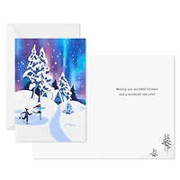 Image Arts Boxed Christmas Cards, Ice Skating Under Northern Lights (Pack of 28 Cards with Envelopes)