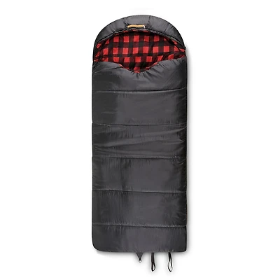Ozark Trail -10C Hood Sleeping Bag, 85"(L) x35" (W), Temp rating +14℉/-10℃, Polyester outer,  Black, 85"(L) x35" (W)
