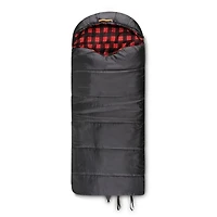 Sac de couchage à capuche Ozark Trail -10C, 216cm(L) x88.9cm(W), note température +14℉/-10℃, extérieur en polyester, Noir 216cm(L) x88.9cm(W)