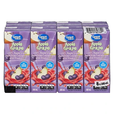 Jus de pomme raisin Great Value 8x200ml