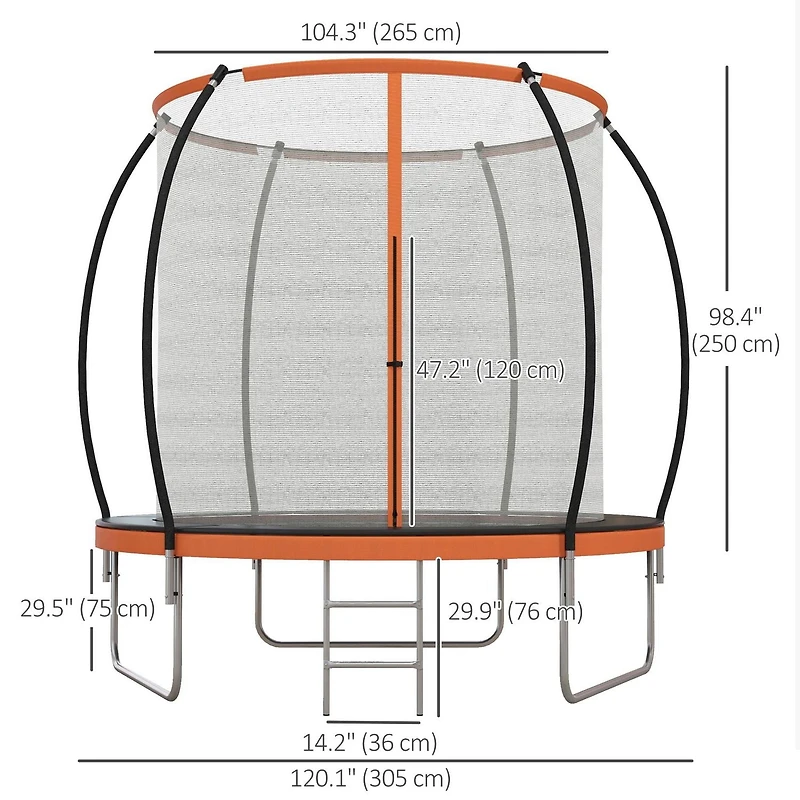 Soozier 10ft Trampoline Outdoor with Enclosure Net and Ladder