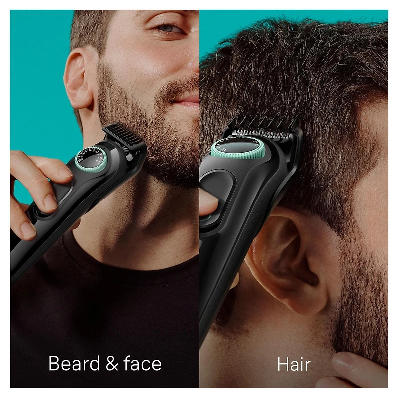Kit tout-en-un Braun Series 3 3460, tondeuse pour hommes 6 en 1 avec tondeuse à barbe, pour le nez et les oreilles, tondeuse à cheveux et plus, lame ultra tranchante, 40 réglages de longueur, pile rec 1CT