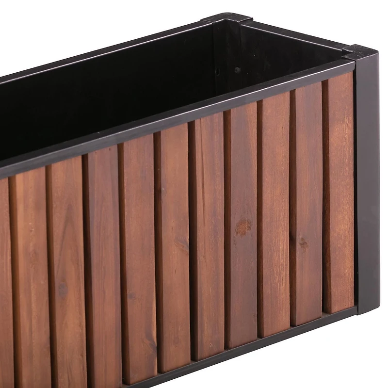 Grapevine Slat Wood Planter, Rectangular, 23.6IN