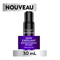 Soin exfoliant de nuit Olay Regenerist avec acide glycolique, soin ravivant et exfoliant, AHA, restructurant, texture lisse, illumine le teint, sérum de nuit léger pour un teint radieux