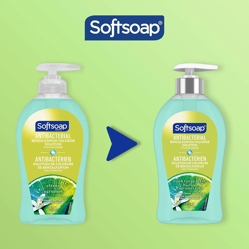 Softsoap Antibacterial Liquid Hand Soap Pump, Fresh Citrus - 332 ML, Liquid Soap