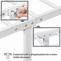 Fullfurnique Lit de plateforme métallique avec tête et pied de lit hauts pour adultes, Twin, Blanc