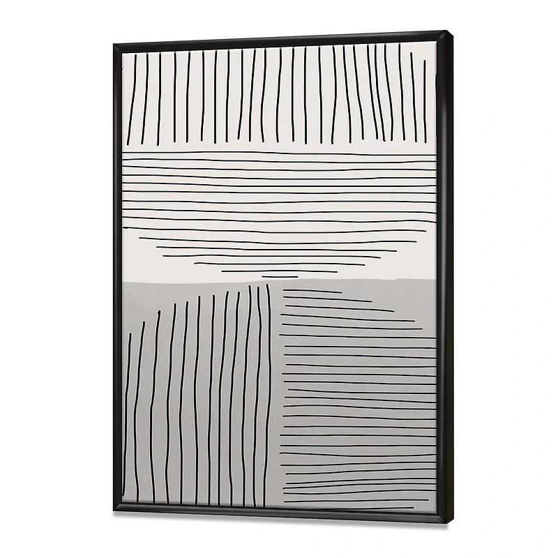 Designart Lignes géométriques minimales et cercle VI ART MURAL À CADRE FLOTTÉ