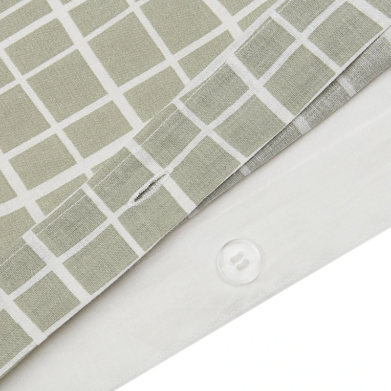 Ensemble de housse de couette 3 pièces Quadrillage abstrait vert HOMETRENDS, très grand 100 % coton