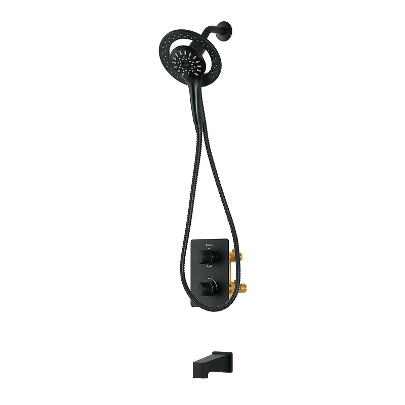 Valve thermostatique carrée 3 fonctions, Douchette magnétique, bec de bain ou simultanément