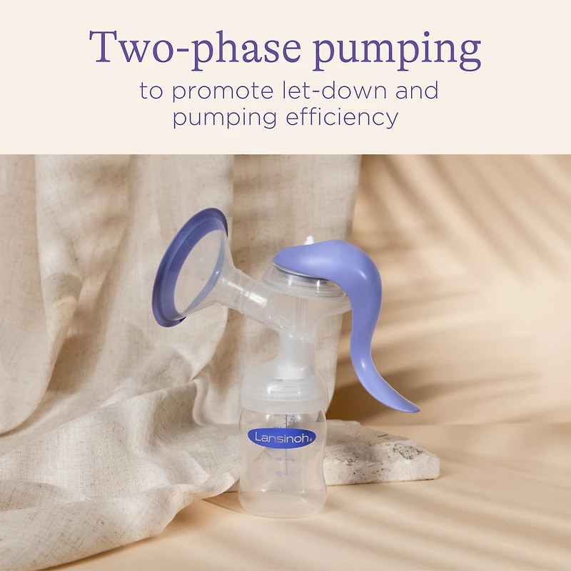 Lansinoh Manual Breast Pump, Hand Pump for Breastfeeding, Lightweight and Portable Design, Includes 5 oz Baby Bottle