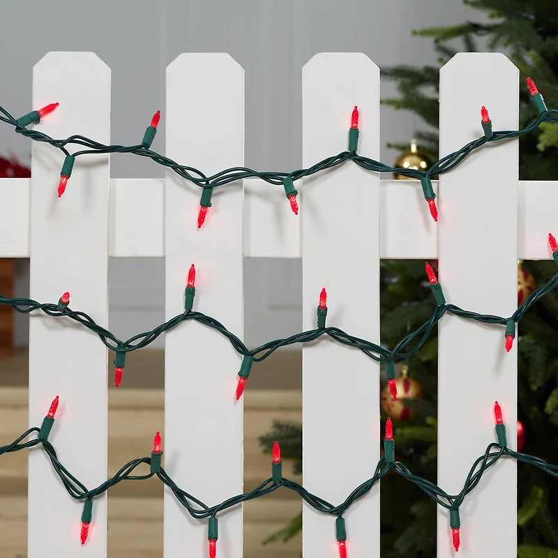 Holiday Time 100-Count Red LED M5 Christmas Lights, with Green Wire, 21'