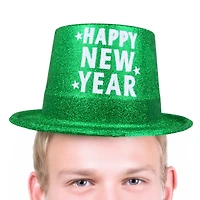Chapeau haut-de-forme de Nouvel An vert pailleté, 1 pièce, décorations festives, une façon de célébrer avec style, adulte