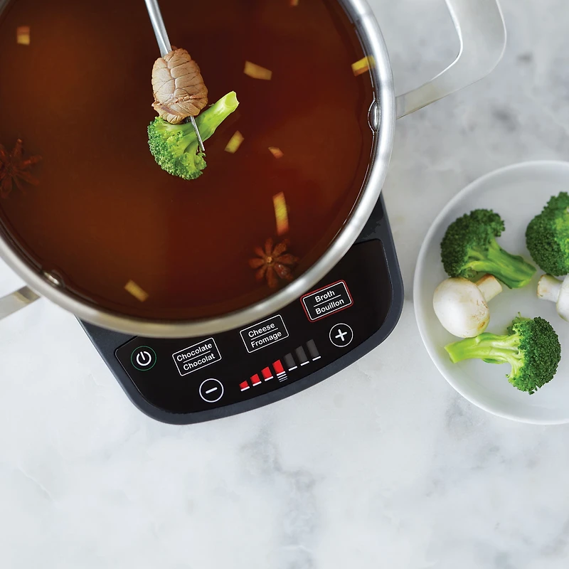 Ricardo Digital Electric Fondue Set, 11 Pieces, 3L (3.2Qt) Fondue Pot, Settings for Chineese Fondue, Cheese Fondue and Chocolate Fondue, 1200 Watts