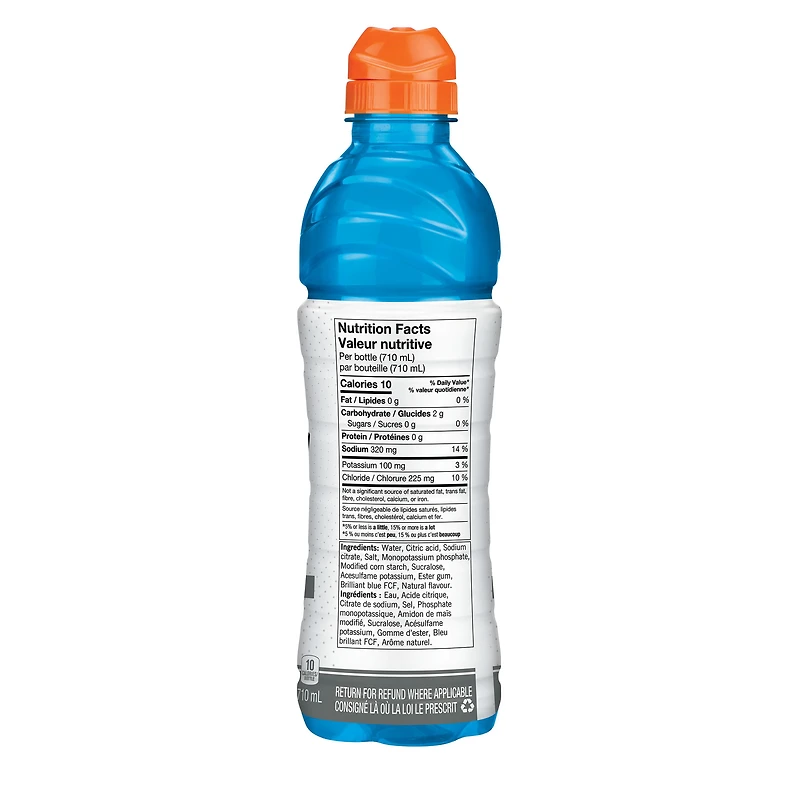 Gatorade Zero Cool Blue Electrolyte Beverage 710 mL, Bottle, 710 mL